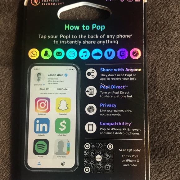 Popl Black Digital Business NFC Wireless Transfer - Picture 3 of 5